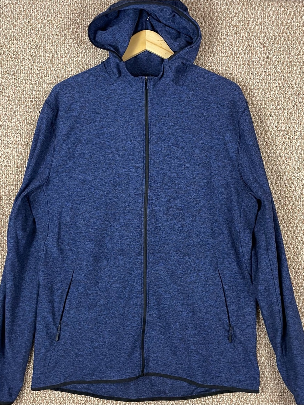 lululemon Surge Full Zip Hoodie Men's XL Heathered Blue Running Lightweight E127